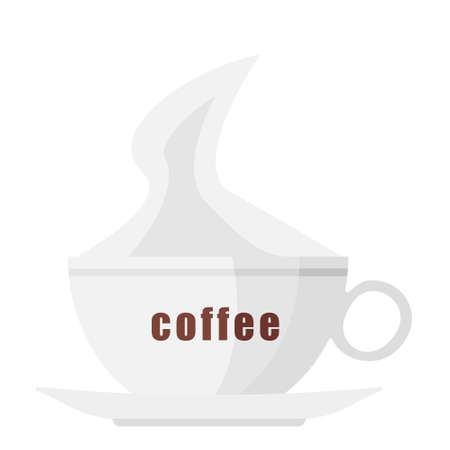 Cartoon vector illustration isolated object hot drink coffee and white cupのイラスト素材