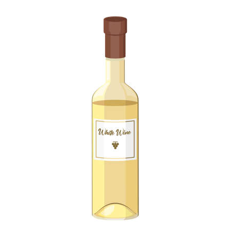 Cartoon vector illustration isolated object alcohoi drink bottle white wineのイラスト素材