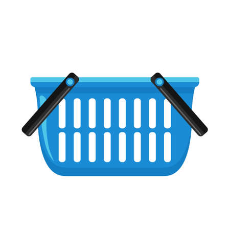 Cartoon vector illustration isolated object blue plastic shopping basketのイラスト素材