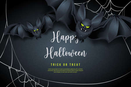 Happy halloween wild animal bat and spider webのイラスト素材