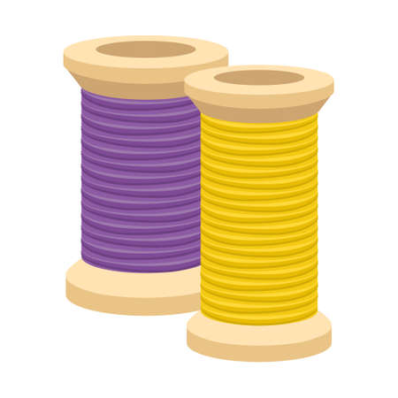 purple and yellow cotton threadのイラスト素材
