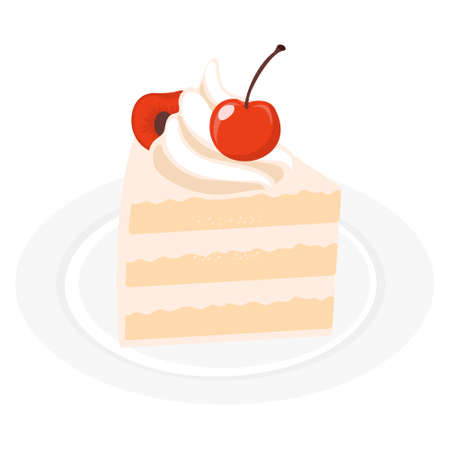 dessert chocolate cake with cream and cherry