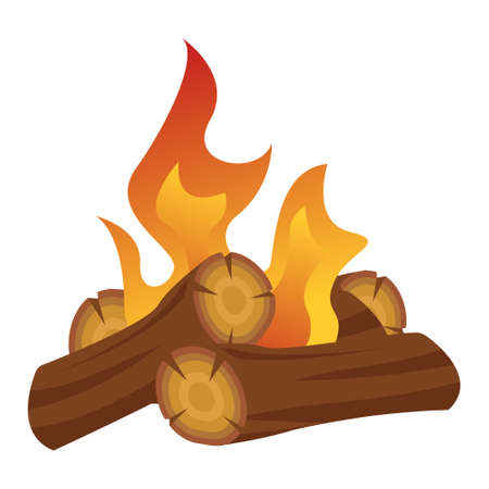 bonfire and timber firewoodのイラスト素材