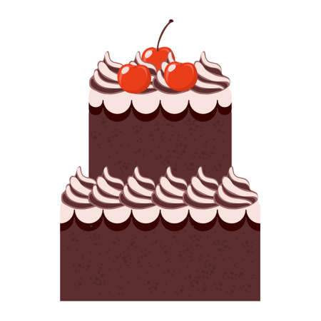 chocolate cream and cherry cakeのイラスト素材