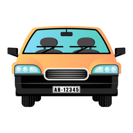 front view car cartoon vector illustration isolated objectのイラスト素材