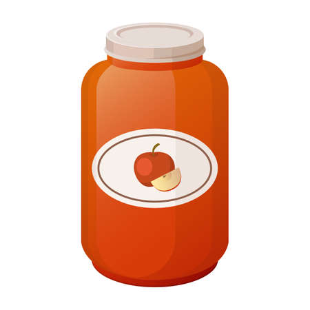 apple jam glass can cartoon vector illustration isolated objectのイラスト素材
