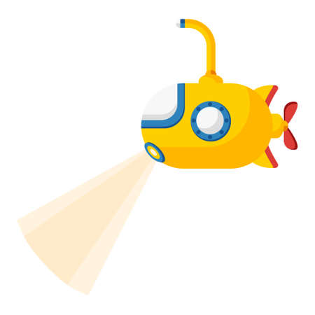 Cartoon yellow submarine vector isolated object illustrationのイラスト素材