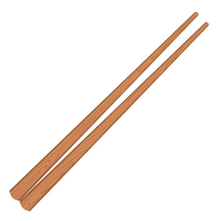 Cartoon nature wooden kitchenware utensil chopsticks with wood grain textureのイラスト素材
