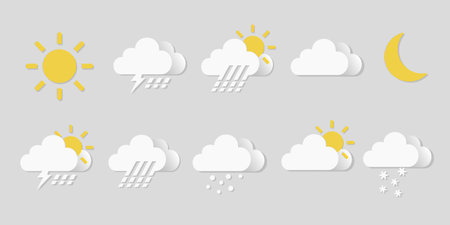 Collection set of cartoon weather iconsのイラスト素材