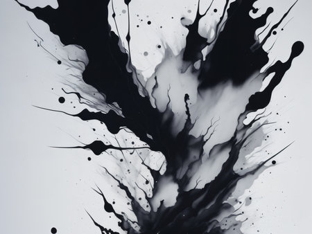 Black white ink splash abstract background imageの素材