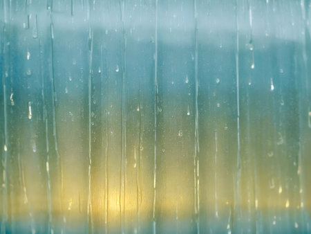 Close up water rain drop stain on window glass abstract background imageの素材