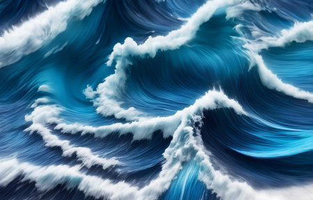 Digital illustration of blue ocean waves background imageの素材