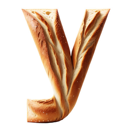 Bread typography text design lowercase alphabet yの素材