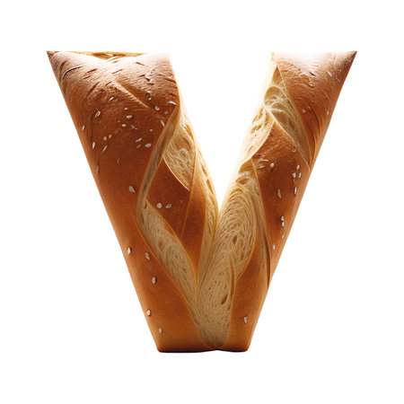 Bread typography text design lowercase alphabet vの素材