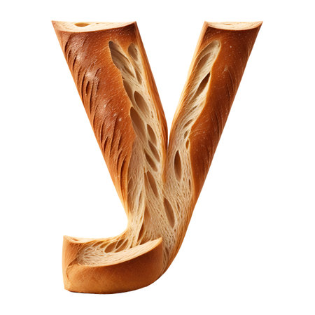 Bread typography text design lowercase alphabet yの素材