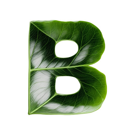 Green leaf typography text design uppercase alphabet Bの素材