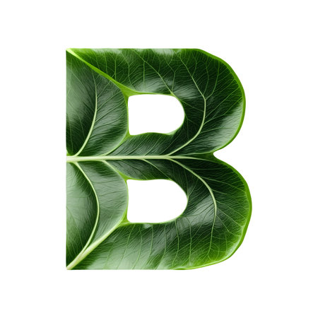 Green leaf typography text design uppercase alphabet Bの素材
