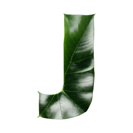 Green leaf typography text design uppercase alphabet Jの素材