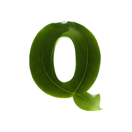 Green leaf typography text design uppercase alphabet Qの素材