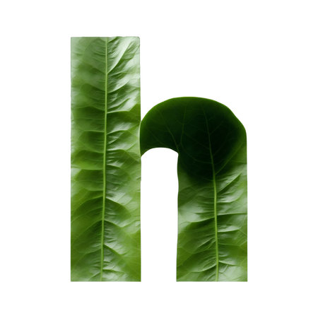 Green leaf typography text design lowercase alphabet mの素材