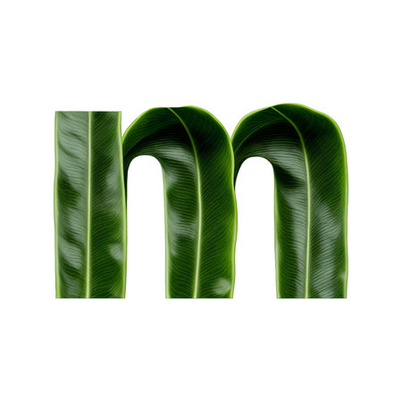 Green leaf typography text design lowercase alphabet mの素材