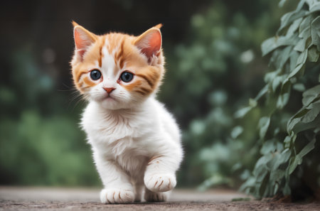 Realistic photo of a cute cat with blurry backgroudn short DOFの素材