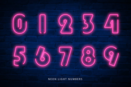 Neon light effect number outline typography text designのイラスト素材