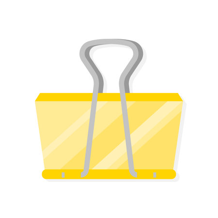 Stationery yellow binder clip cartoon illustrationのイラスト素材
