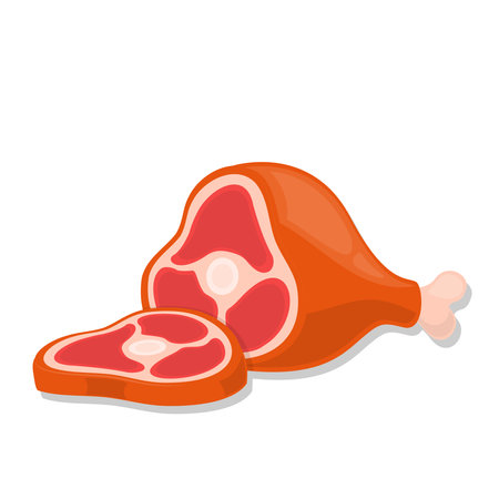 Cartoon raw ham meat cartoon illustrationのイラスト素材