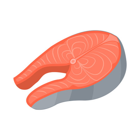 Fresh seafood fish meat salmon cartoon vector isolated illustrationのイラスト素材