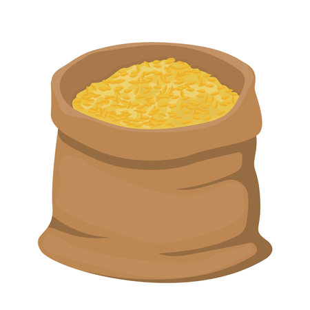 A bag of food ingredient wheat grain cartoon vector isolated illustrationのイラスト素材