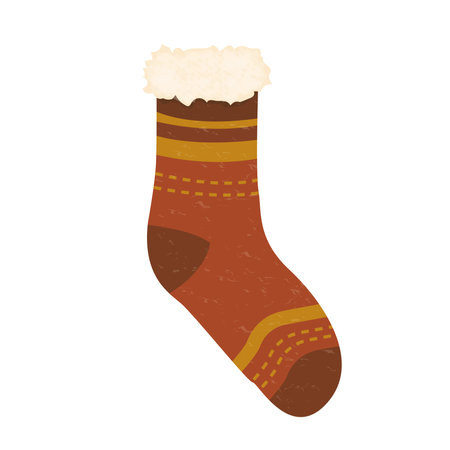 Winter fuzzy sock with dot line pattern cartoon illustrationのイラスト素材