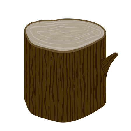 Nature cutted tree trunk timber with growth rings cartoon illustrationのイラスト素材