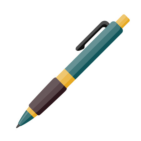 Green and Black Ballpoint Pen with Gold Accents and Clip Vector Illustration Imageのイラスト素材