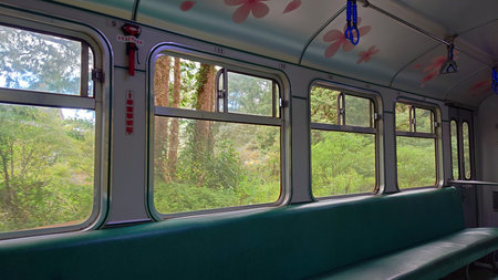 Passenger Train Interior Windows on Alishan Forest Railway Taiwan