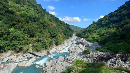 Turquoise River Through Butterfly Valley Gorge in Hualien Taiwan