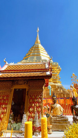 Golden Doi Suthep Temple in Chiang mai thailand