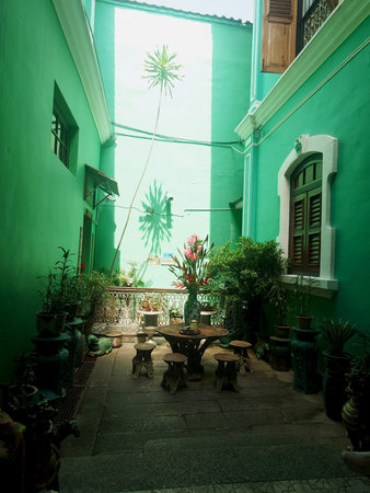 Green Peranakan Courtyard Garden Inside Penang Heritage Mansion, Malaysia