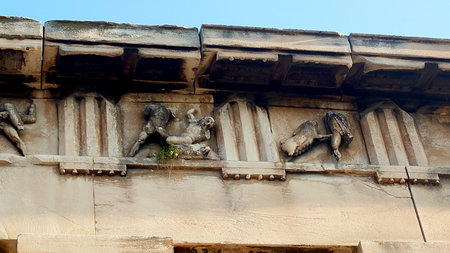 Ancient Roman Agora Frieze Detail Athens Greece