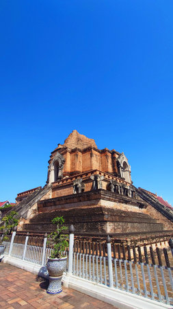 Ancient Wat Chedi Luang Temple in Chiang Mai Thailand