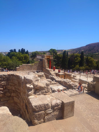 Knossos Palace Ruins of Minoan Civilization in Crete Greeceの写真素材