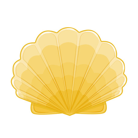Cute Yellow Seashell Cartoon Vector Illustrationのイラスト素材