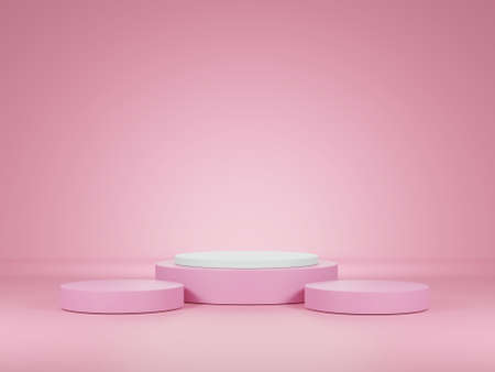 Pink empty studio stand for product advertisement product presentations, mockups, cosmetic product...