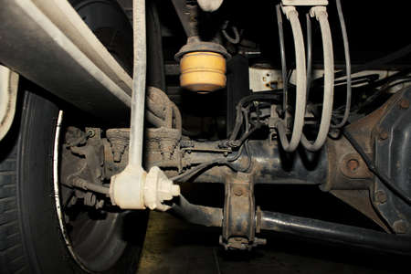 Van rear axle from beneath the vehicle