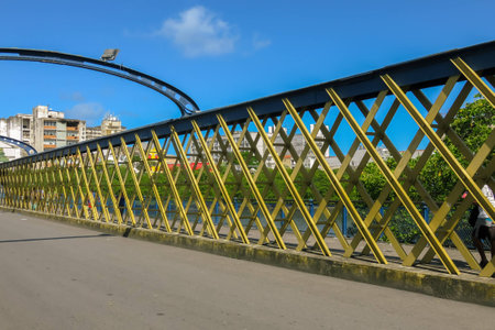 Iron bridge of yellowの写真素材