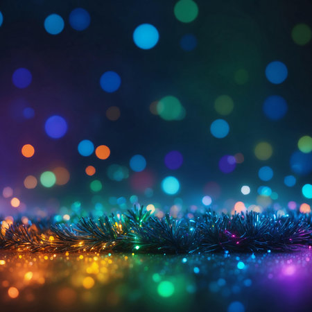 unfocused abstract background with multicolored bokeh lightsの素材