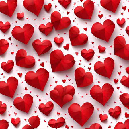 Seamless pattern of red hearts on a white backgroundの素材