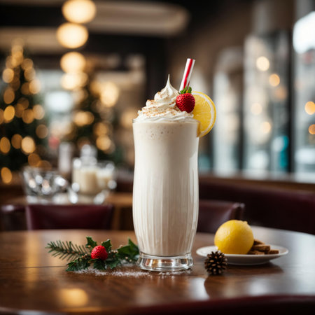 a beautiful glass with a white milkshakeの素材