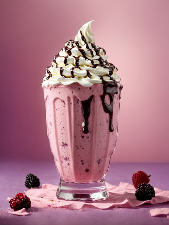 Milkshake with a pink backgroundの素材