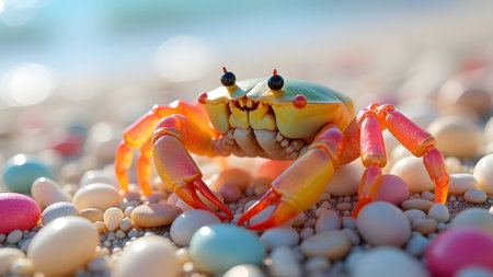 Crab on the beach, close-up, macro photo.の素材
